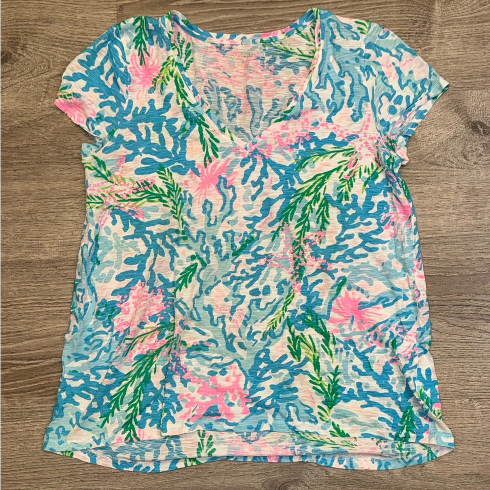 Lilly Pulitzer Blue and Pink coral print